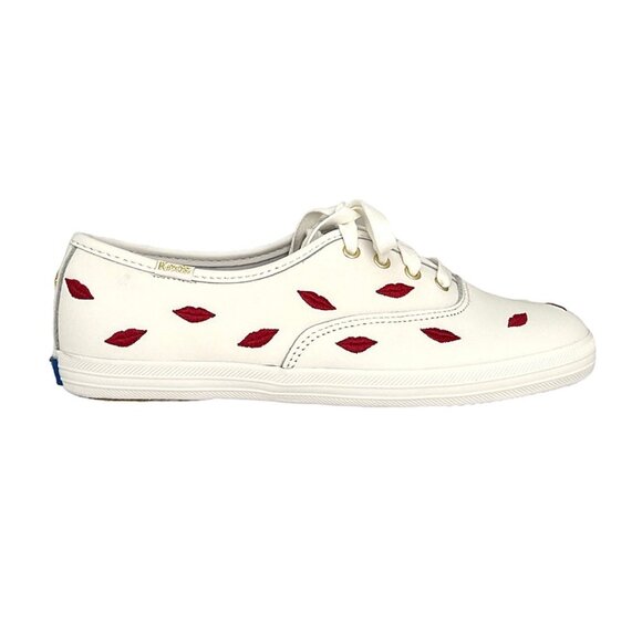 Keds for Kate Spade New York CHAMPION Women's Leather Low Top Sneakers White/Red - Picture 5 of 10
